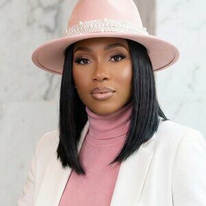 Light Pink Fedora Jazz Hat with Wide Pearl Belt